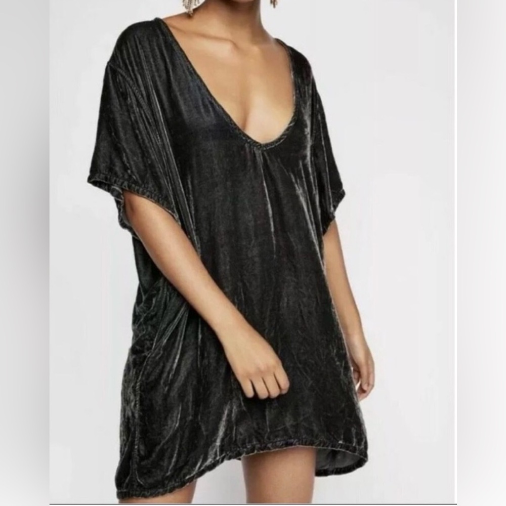 NWT CP Shades x Free People Black Velvet Tunic Mini Dress